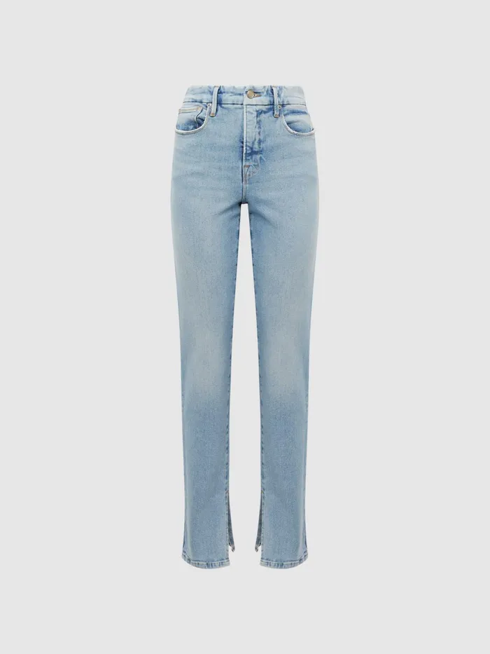 Reiss Jeans Good American High Rise Inseam Split Jeans Mid Blue 8211 Women