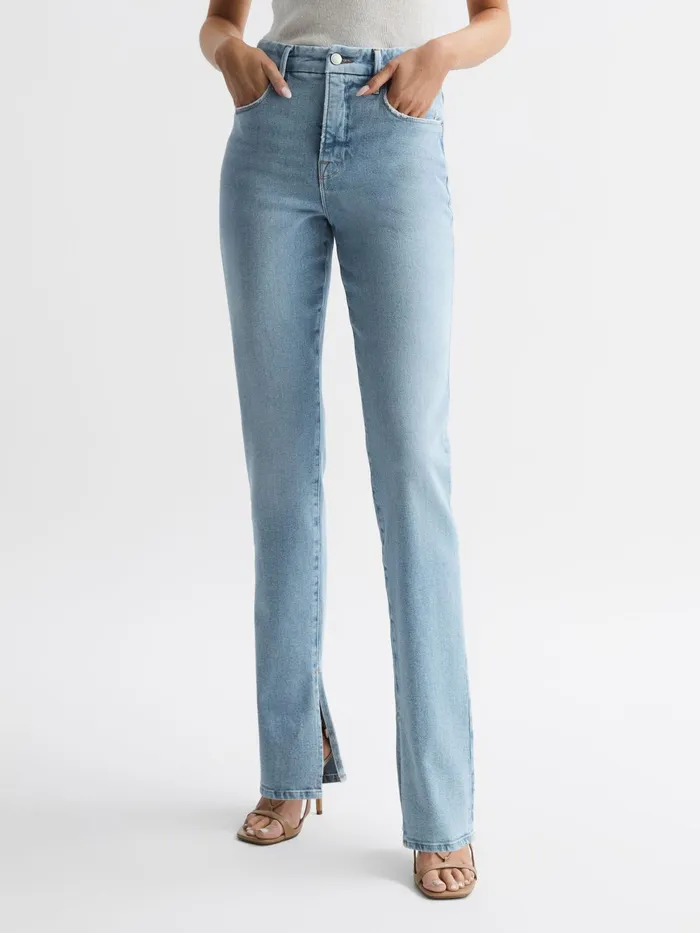 Reiss Jeans Good American High Rise Inseam Split Jeans Mid Blue 8211 Women