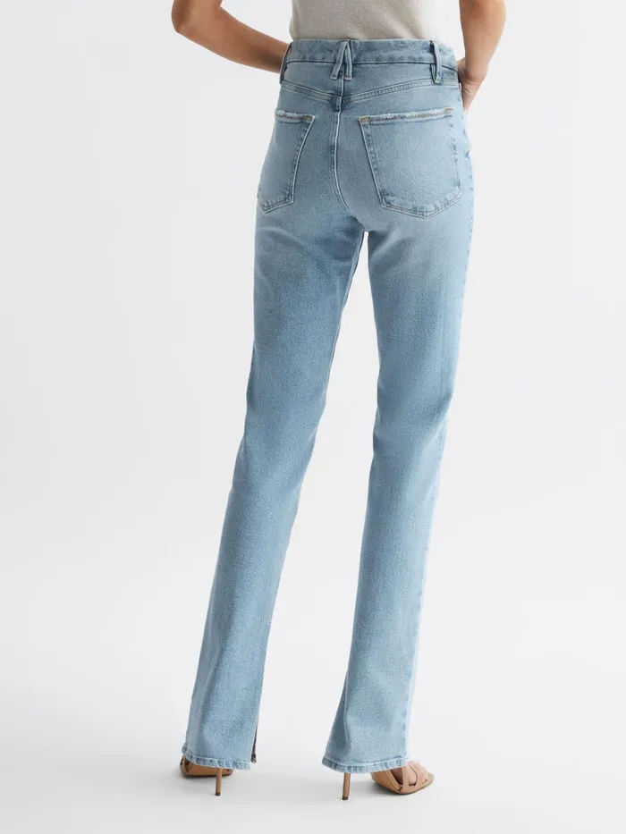 Reiss Jeans Good American High Rise Inseam Split Jeans Mid Blue 8211 Women