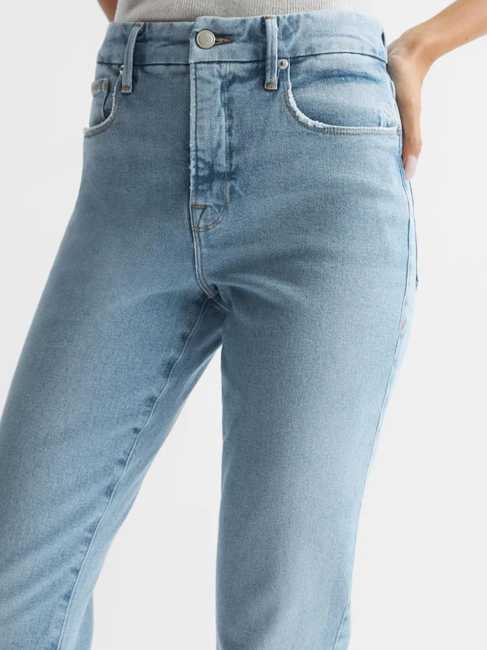 Reiss Jeans Good American High Rise Inseam Split Jeans Mid Blue 8211 Women