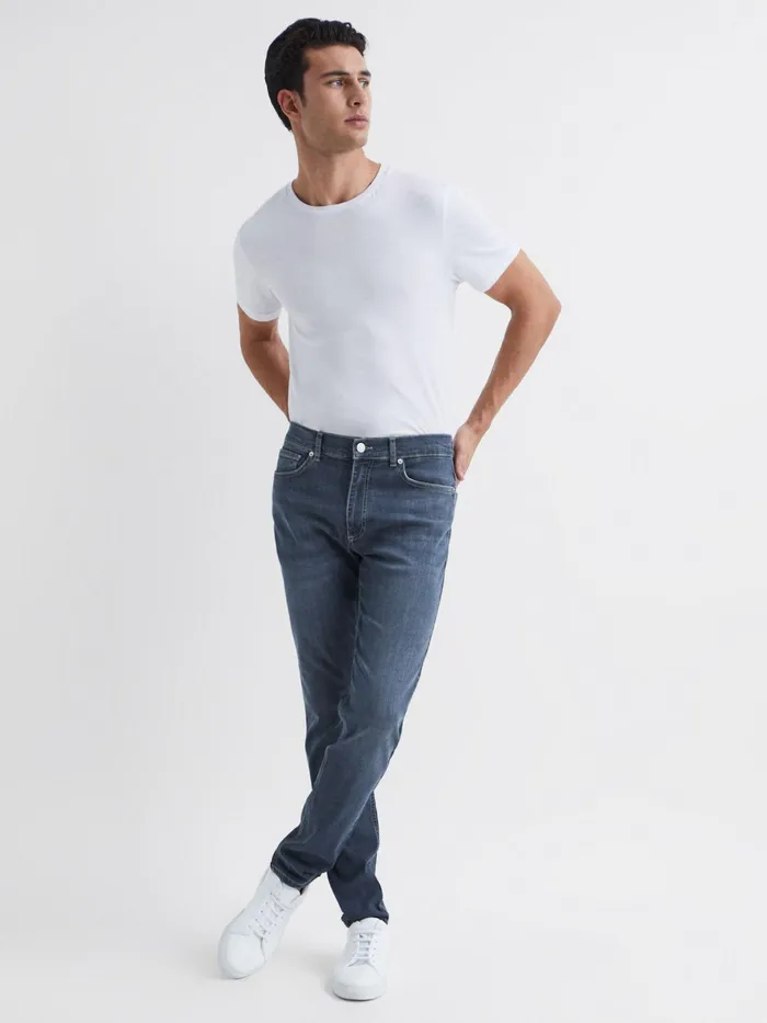 Reiss Jeans James Jersey Slim Fit Washed Jeans Washed Indigo 8211 Men