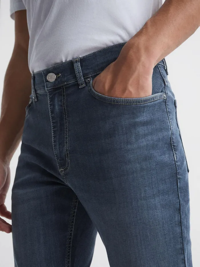Reiss Jeans James Jersey Slim Fit Washed Jeans Washed Indigo 8211 Men