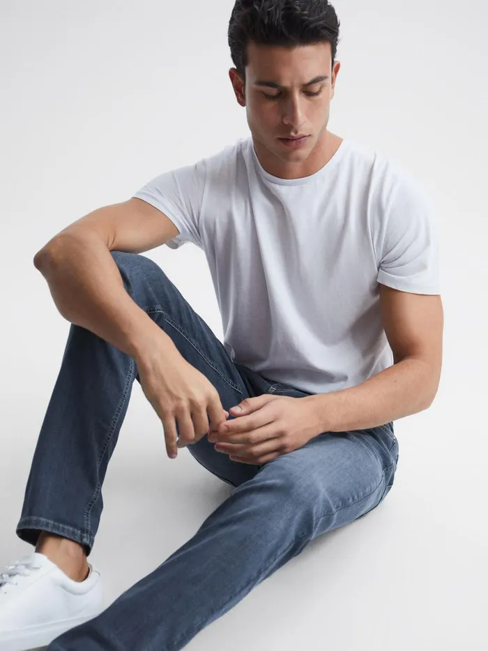 Reiss Jeans James Jersey Slim Fit Washed Jeans Washed Indigo 8211 Men