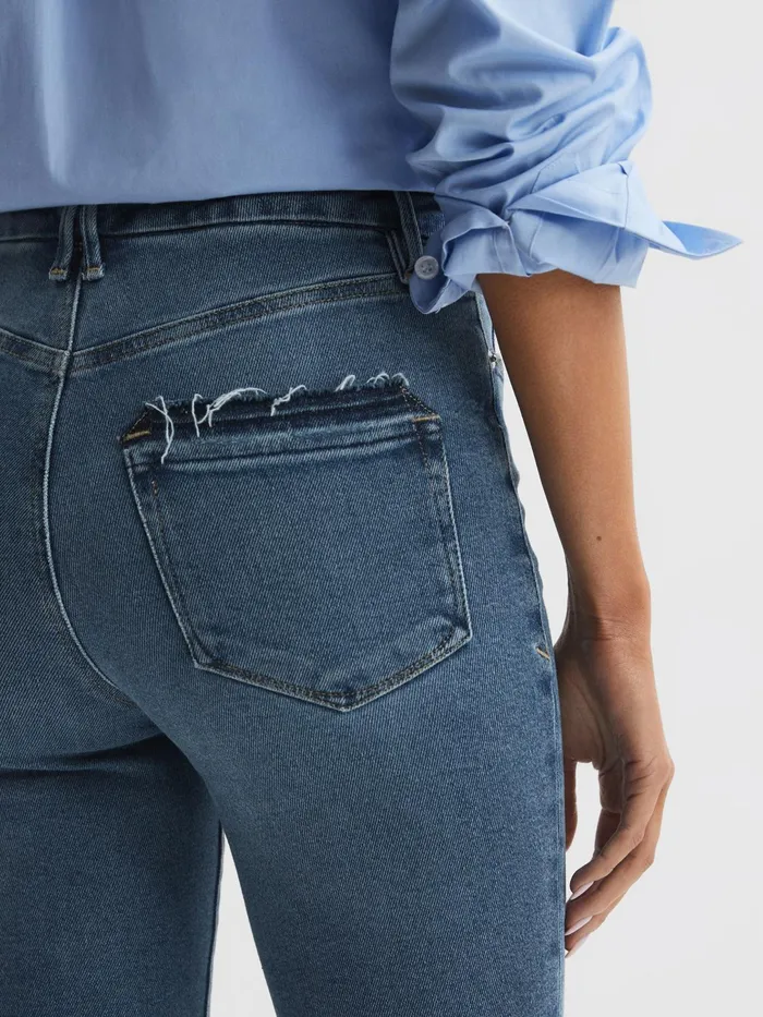 Reiss Jeans Laurel Paige High Rise Flared Jeans Bellflower Distress 8211 Women