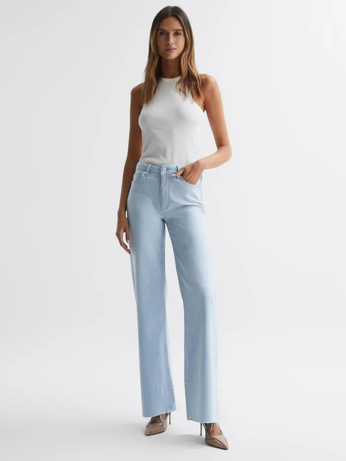 Reiss Jeans Leenah Paige Metallic High Rise Flared Jeans Indigo Glitz 8211 Women