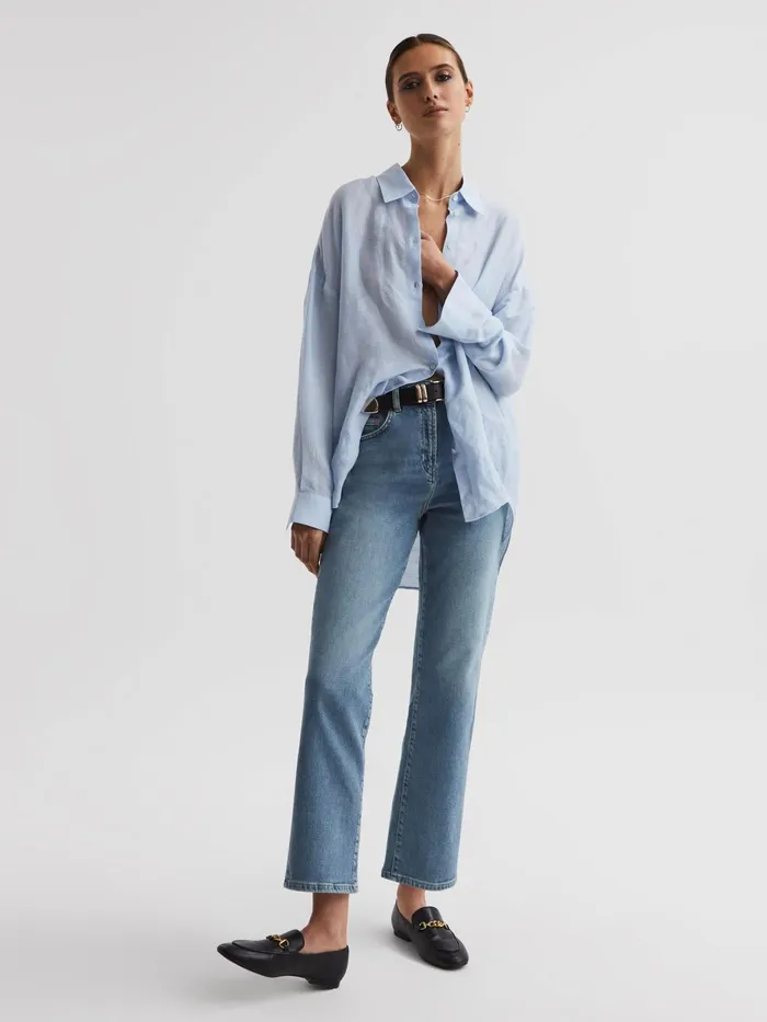 Reiss Jeans Phillipa Straight Leg Boyfriend Jeans Light Blue 8211 Women