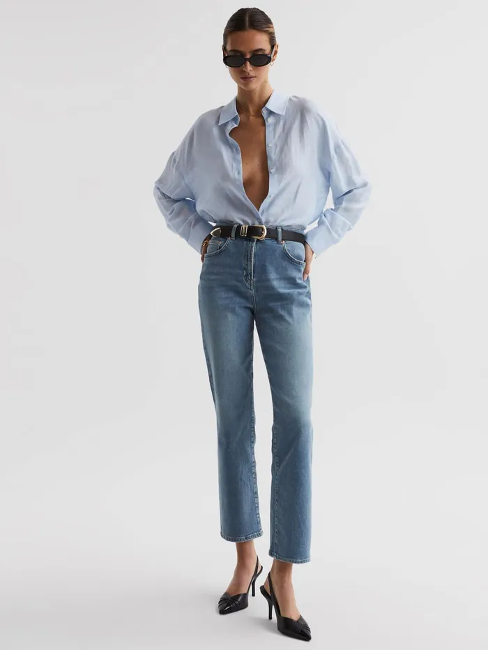 Reiss Jeans Phillipa Straight Leg Boyfriend Jeans Light Blue 8211 Women