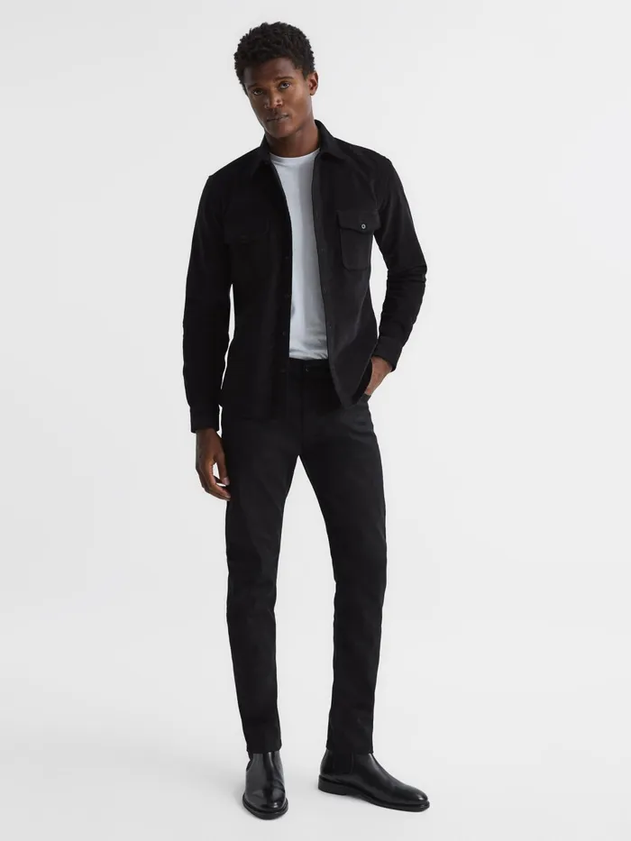 Reiss Jeans Rufus Tapered Slim Fit Jersey Stretch Jeans Black 8211 Men