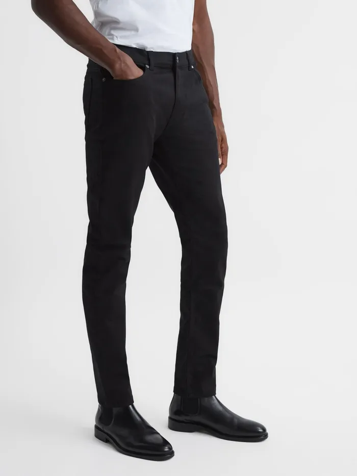 Reiss Jeans Rufus Tapered Slim Fit Jersey Stretch Jeans Black 8211 Men