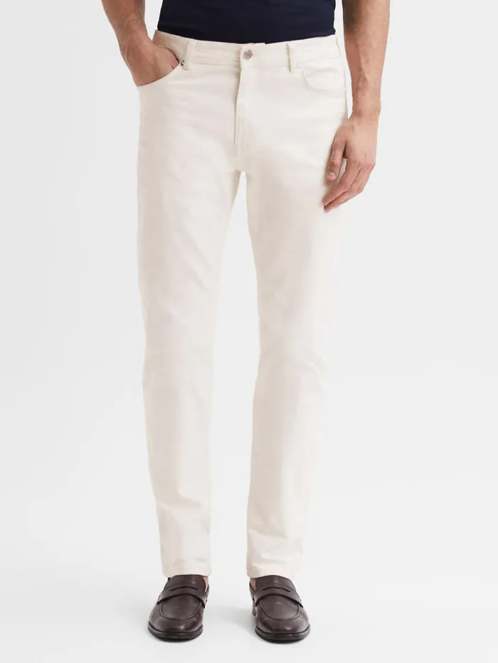 Reiss Jeans Santorini Tapered Slim Fit Stretch Jeans Ecru 8211 Men