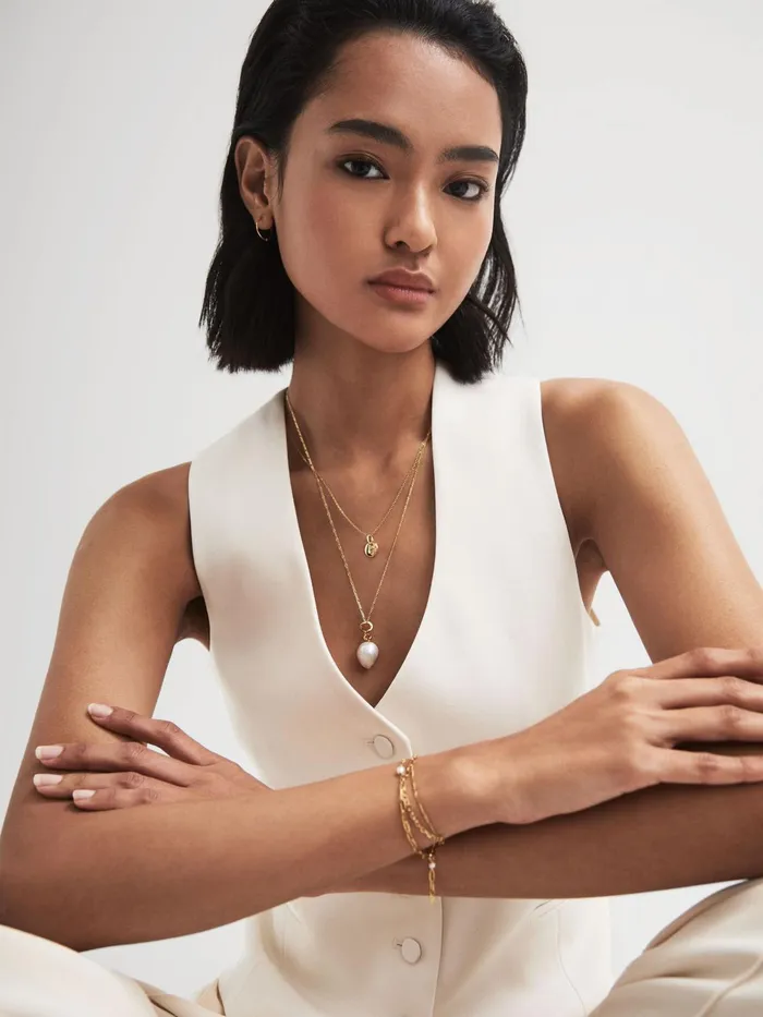 Reiss Jewellery Aspen Maria Black Necklace Gold 8211 Women