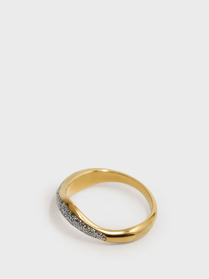 Reiss Jewellery Aura Maria Black Glitter Ring Gold 8211 Women