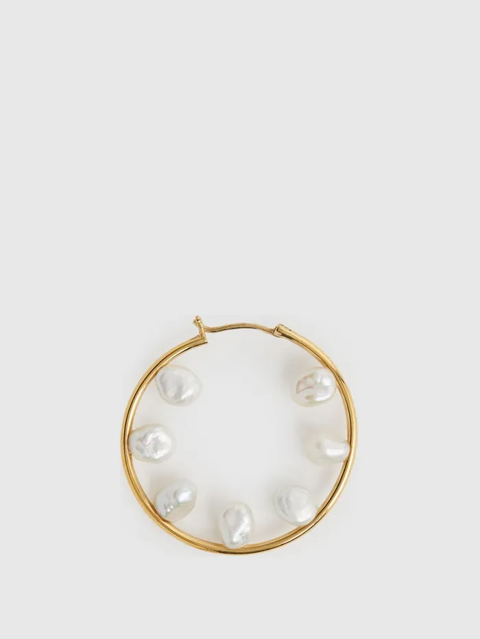 Reiss Jewellery Baroque 35 Maria Black Hoop Earring Gold 8211 Women