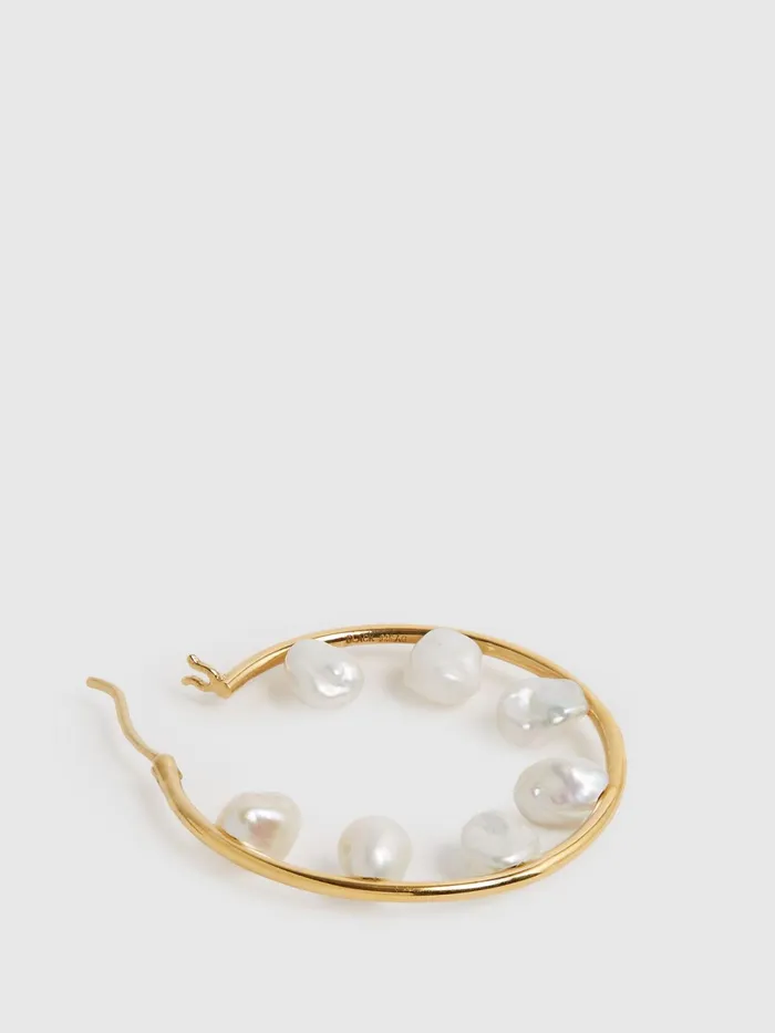 Reiss Jewellery Baroque 35 Maria Black Hoop Earring Gold 8211 Women