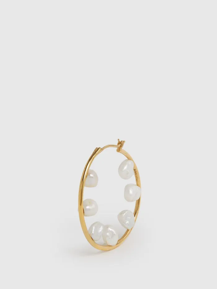 Reiss Jewellery Baroque 35 Maria Black Hoop Earring Gold 8211 Women