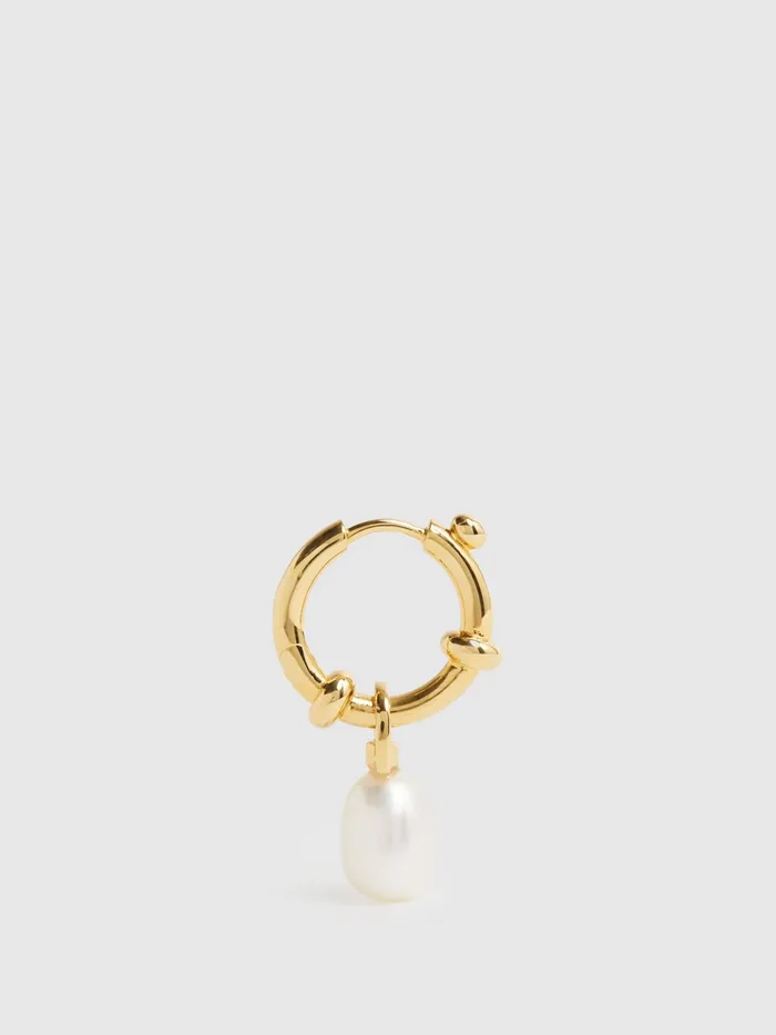 Reiss Jewellery Cha Cha Maria Black Pearl Hoop Earring Gold 8211 Women