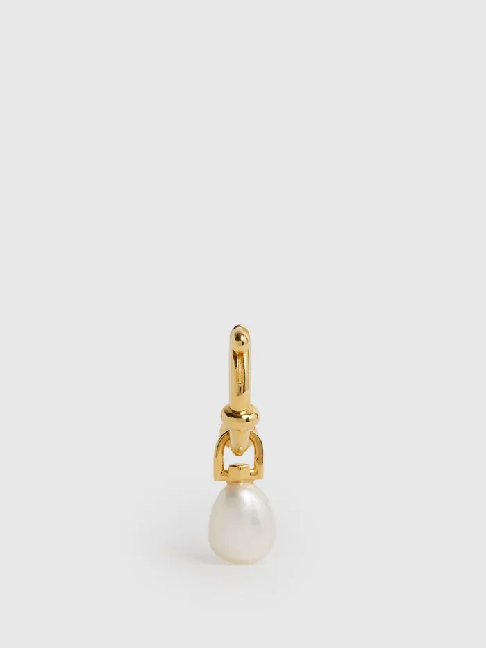 Reiss Jewellery Cha Cha Maria Black Pearl Hoop Earring Gold 8211 Women