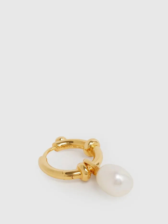 Reiss Jewellery Cha Cha Maria Black Pearl Hoop Earring Gold 8211 Women
