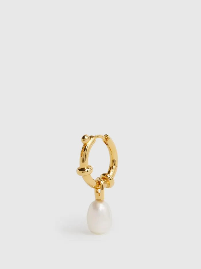Reiss Jewellery Cha Cha Maria Black Pearl Hoop Earring Gold 8211 Women