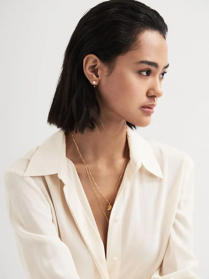 Reiss Jewellery Frida Maria Black Pearl Earring Gold 8211 Women