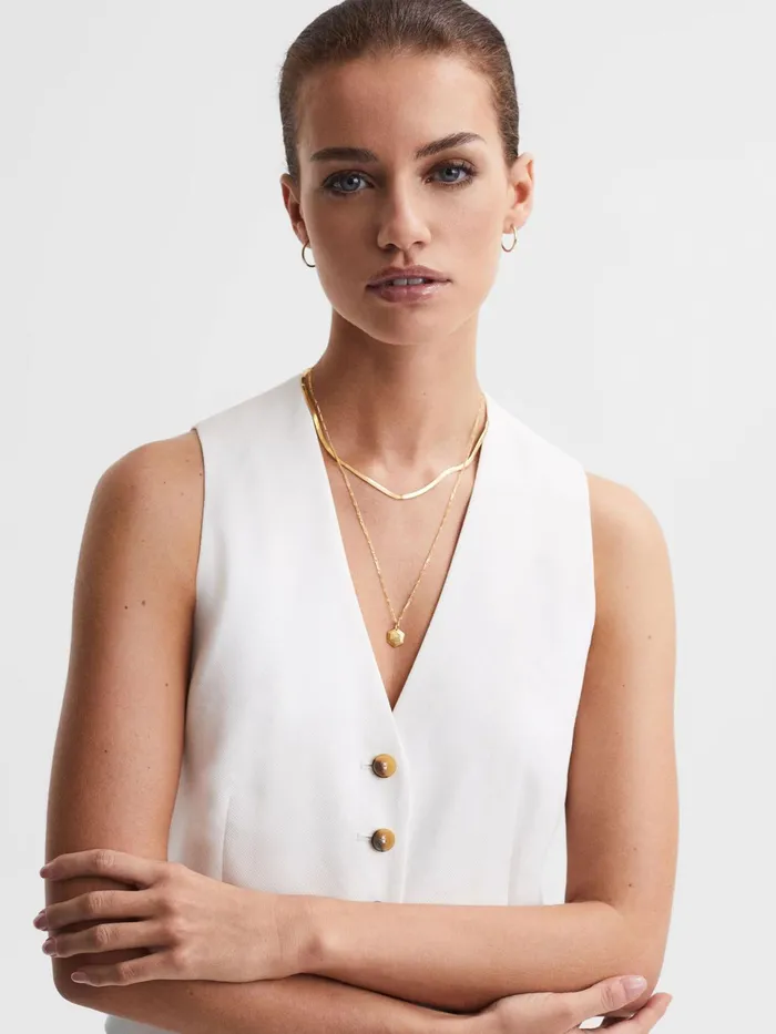 Reiss Jewellery Kim Maria Black Adjustable Necklace Gold 8211 Women