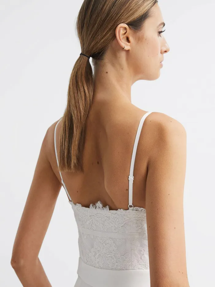 Reiss Jumpsuits Cora Lace Plunge Neck Jumpsuit Ivory 8211 Women