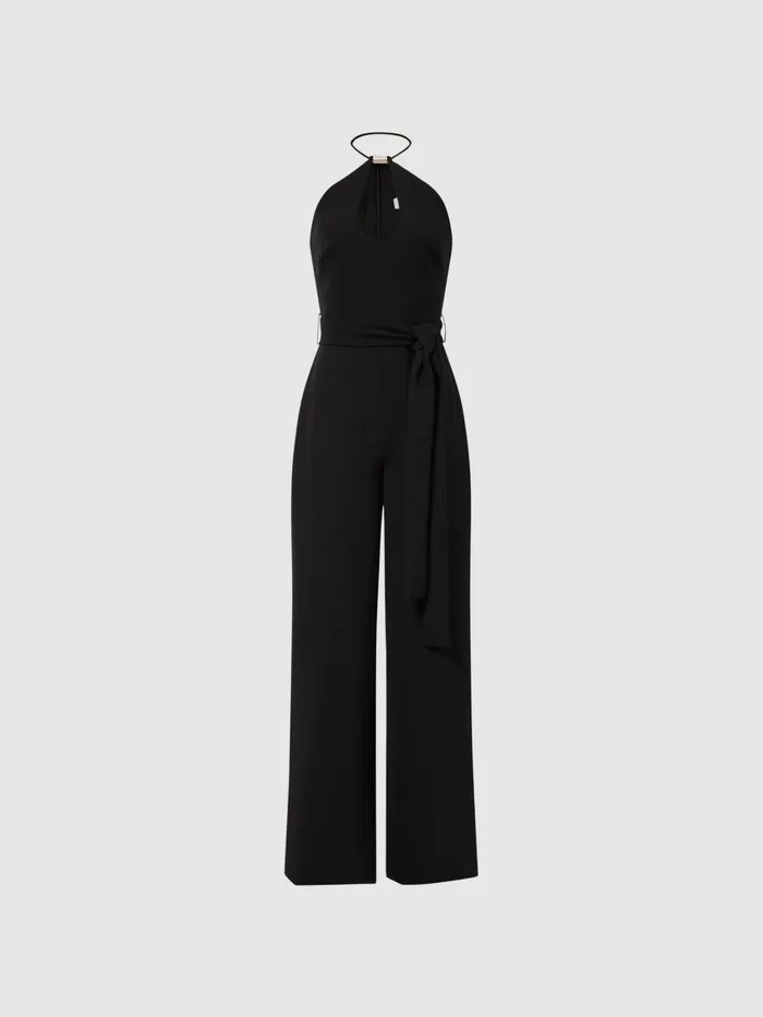 Reiss Jumpsuits Ema Halston Halter Neck Wide Leg Jumpsuit Black 8211 Women
