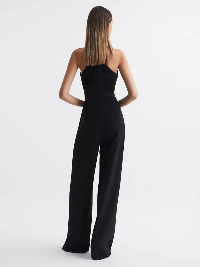 Reiss Jumpsuits Ema Halston Halter Neck Wide Leg Jumpsuit Black 8211 Women