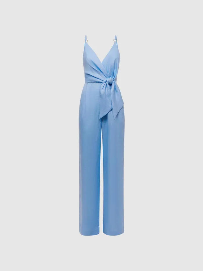 Reiss Jumpsuits Emily Linen Side Tie Jumpsuit Blue 8211 Women Reiss Jumpsuits Emily Linen Side Tie Jumpsuit Blue 8211 Women