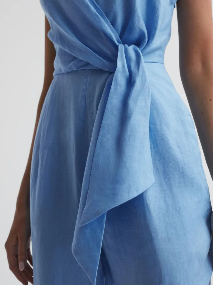 Reiss Jumpsuits Emily Linen Side Tie Jumpsuit Blue 8211 Women Reiss Jumpsuits Emily Linen Side Tie Jumpsuit Blue 8211 Women