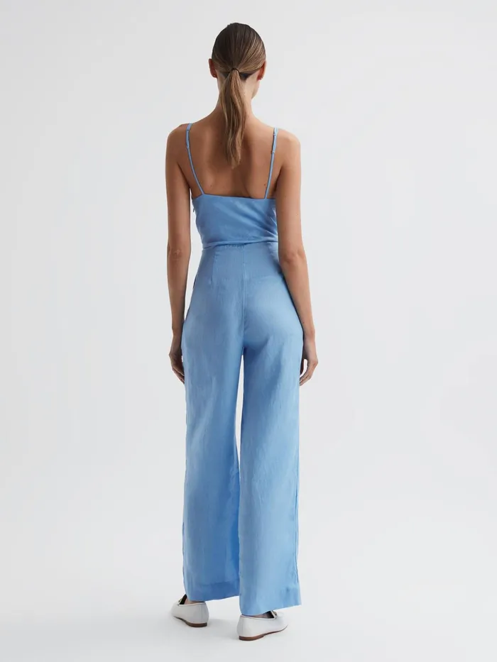 Reiss Jumpsuits Emily Linen Side Tie Jumpsuit Blue 8211 Women Reiss Jumpsuits Emily Linen Side Tie Jumpsuit Blue 8211 Women