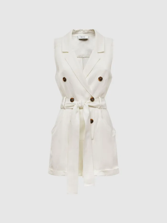 Reiss Jumpsuits Florence Double Breasted Playsuit Ivory 8211 Women
