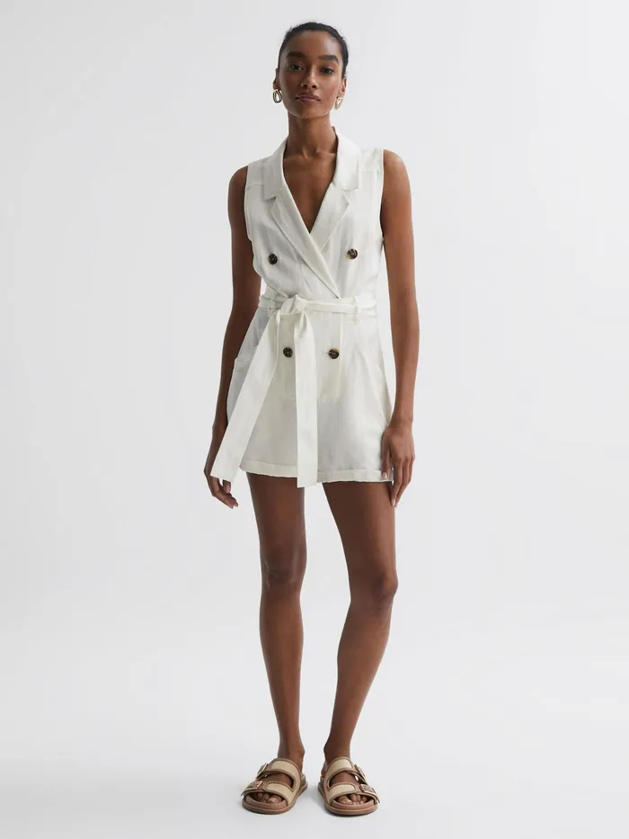 Reiss Jumpsuits Florence Double Breasted Playsuit Ivory 8211 Women