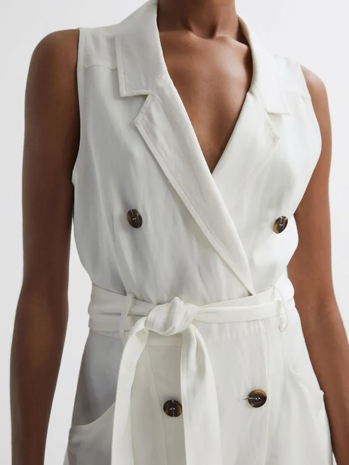 Reiss Jumpsuits Florence Double Breasted Playsuit Ivory 8211 Women