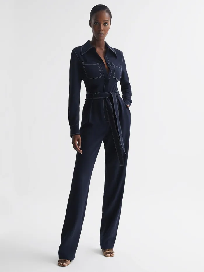 Reiss Jumpsuits Lara Fitted Jumpsuit Navy 8211 Women