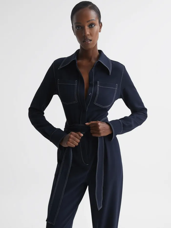 Reiss Jumpsuits Lara Fitted Jumpsuit Navy 8211 Women