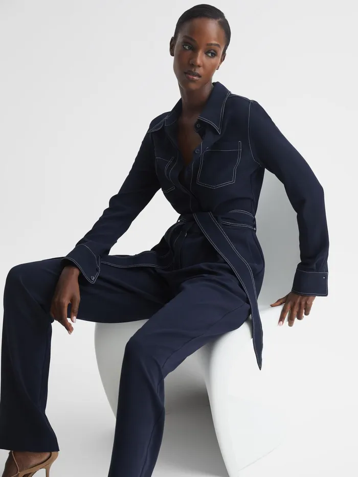Reiss Jumpsuits Lara Fitted Jumpsuit Navy 8211 Women