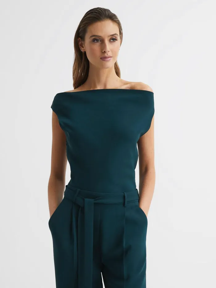 Reiss Jumpsuits Maple OffTheShoulder Jumpsuit Teal 8211 Women