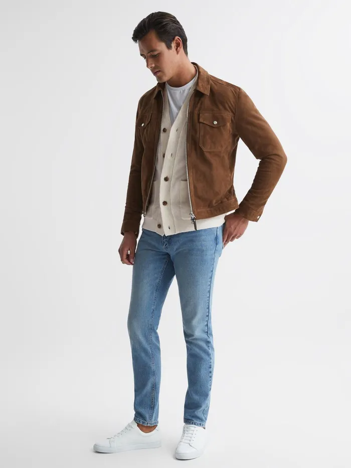 Reiss Knitwear Andrews Merino Wool Cardigan Ecru 8211 Men