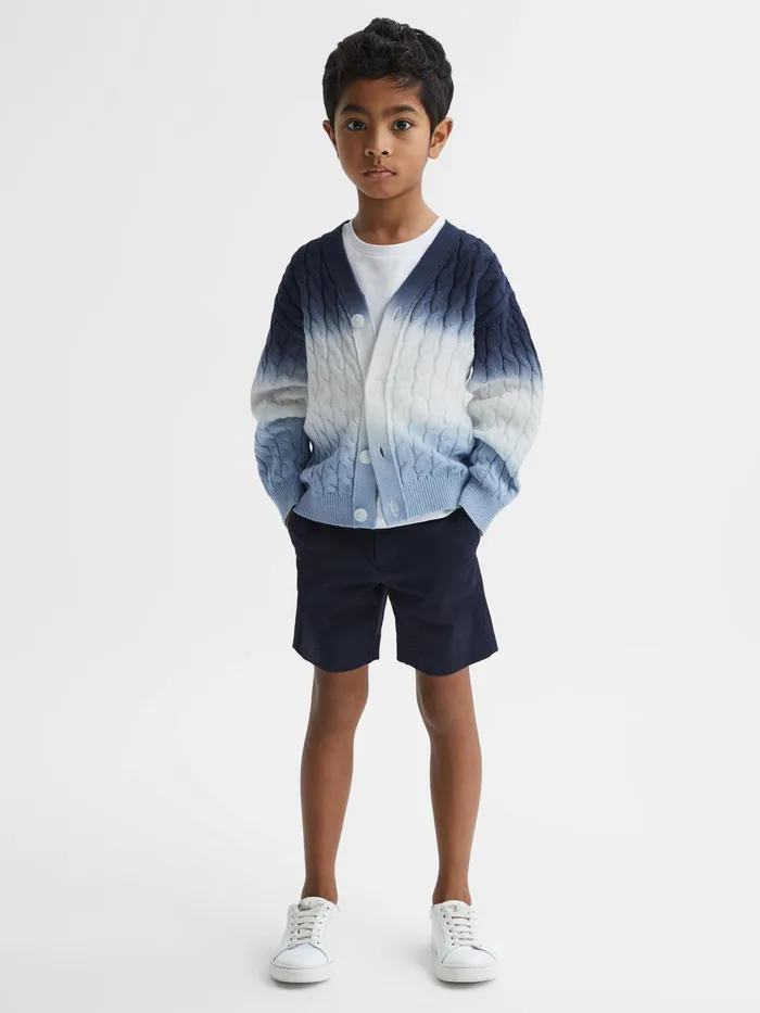 Reiss Knitwear Cosmo Ombre Cable Knit Cardigan Blue 8211 Children