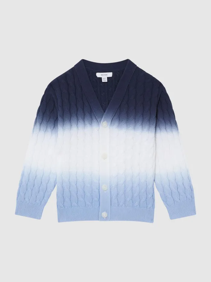 Reiss Knitwear Cosmo Ombre Cable Knit Cardigan Blue 8211 Children
