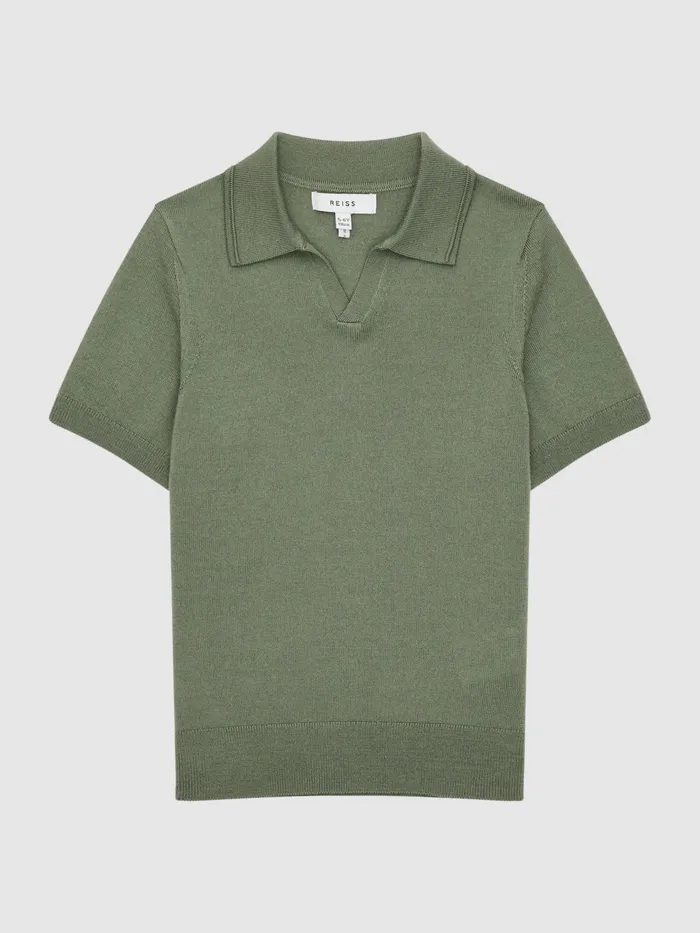 Reiss Knitwear Duchie Merino Wool Open Collar Polo Shirt 8211 Children