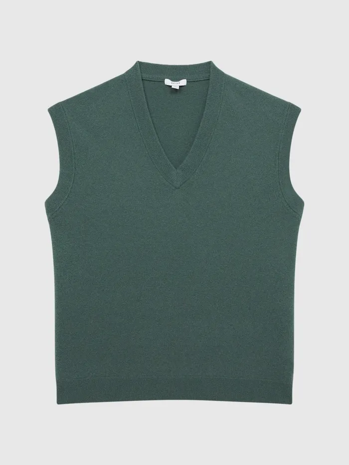 Reiss Knitwear Fiji Wool Blend Sleeveless Knitted Vest Ecru 8211 Men