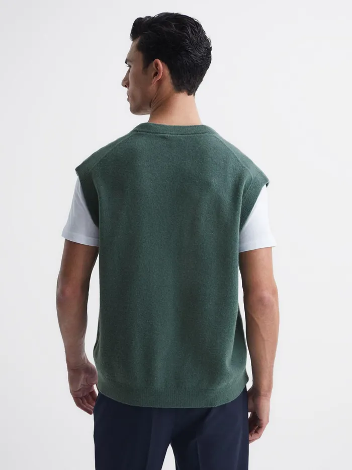 Reiss Knitwear Fiji Wool Blend Sleeveless Knitted Vest Ecru 8211 Men
