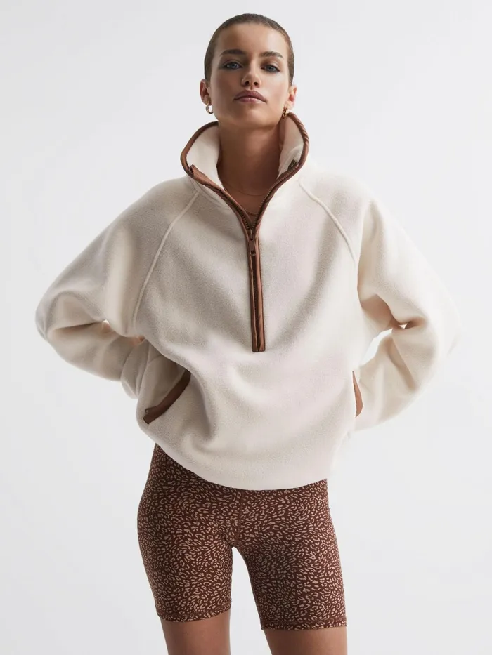 Reiss Knitwear Harlow The Upside HalfZip Jumper Natural 8211 Women