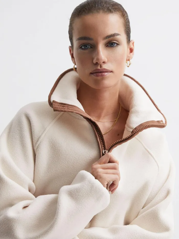 Reiss Knitwear Harlow The Upside HalfZip Jumper Natural 8211 Women