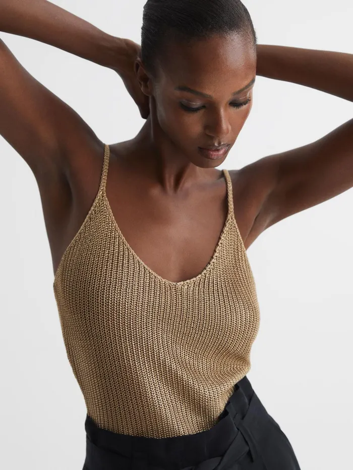 Reiss Knitwear Lara Metallic Vest Gold 8211 Women