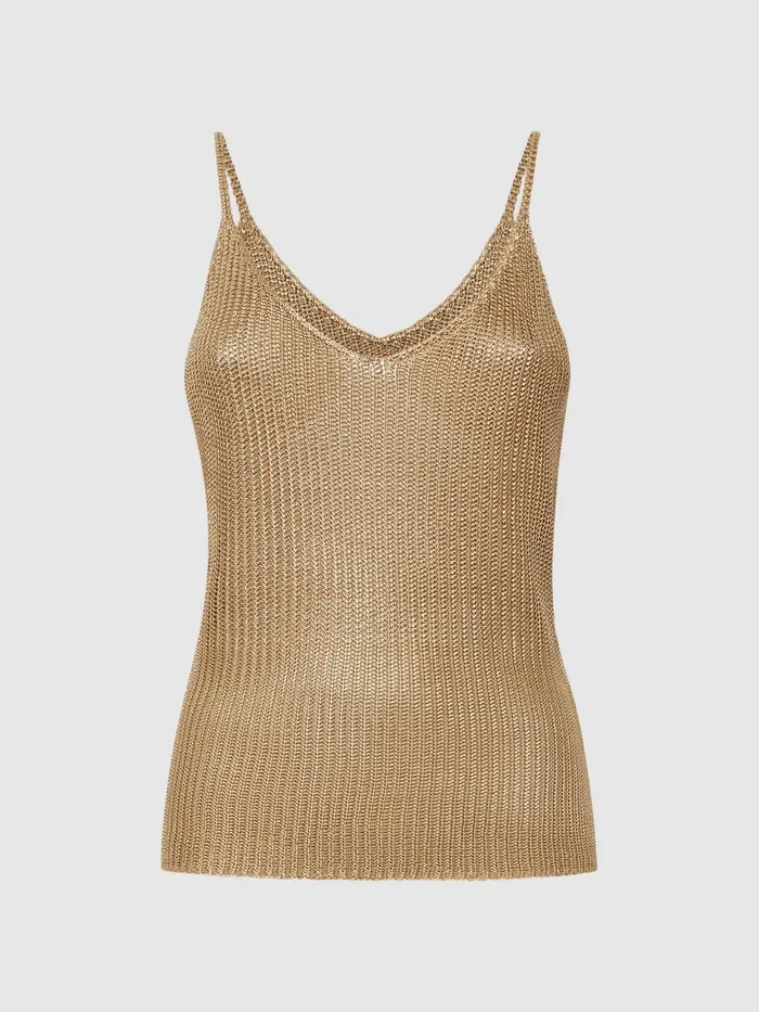 Reiss Knitwear Lara Metallic Vest Gold 8211 Women