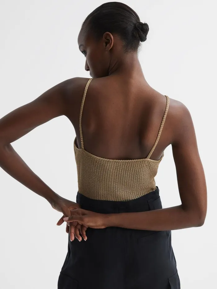 Reiss Knitwear Lara Metallic Vest Gold 8211 Women