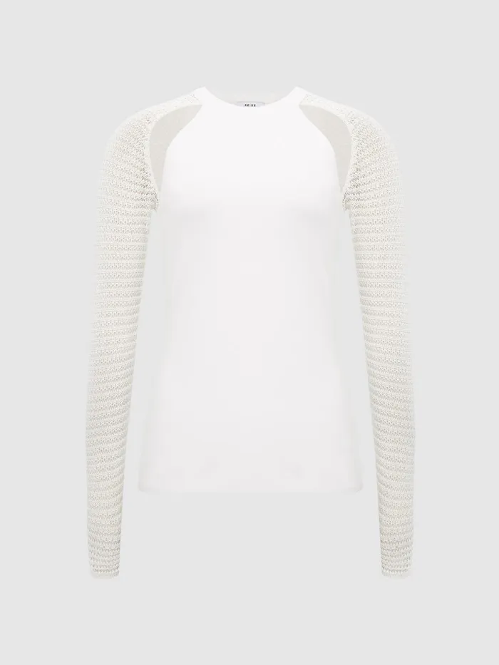 Reiss Knitwear Maria Sheer Twist Front Jumper Ivory 8211 Women
